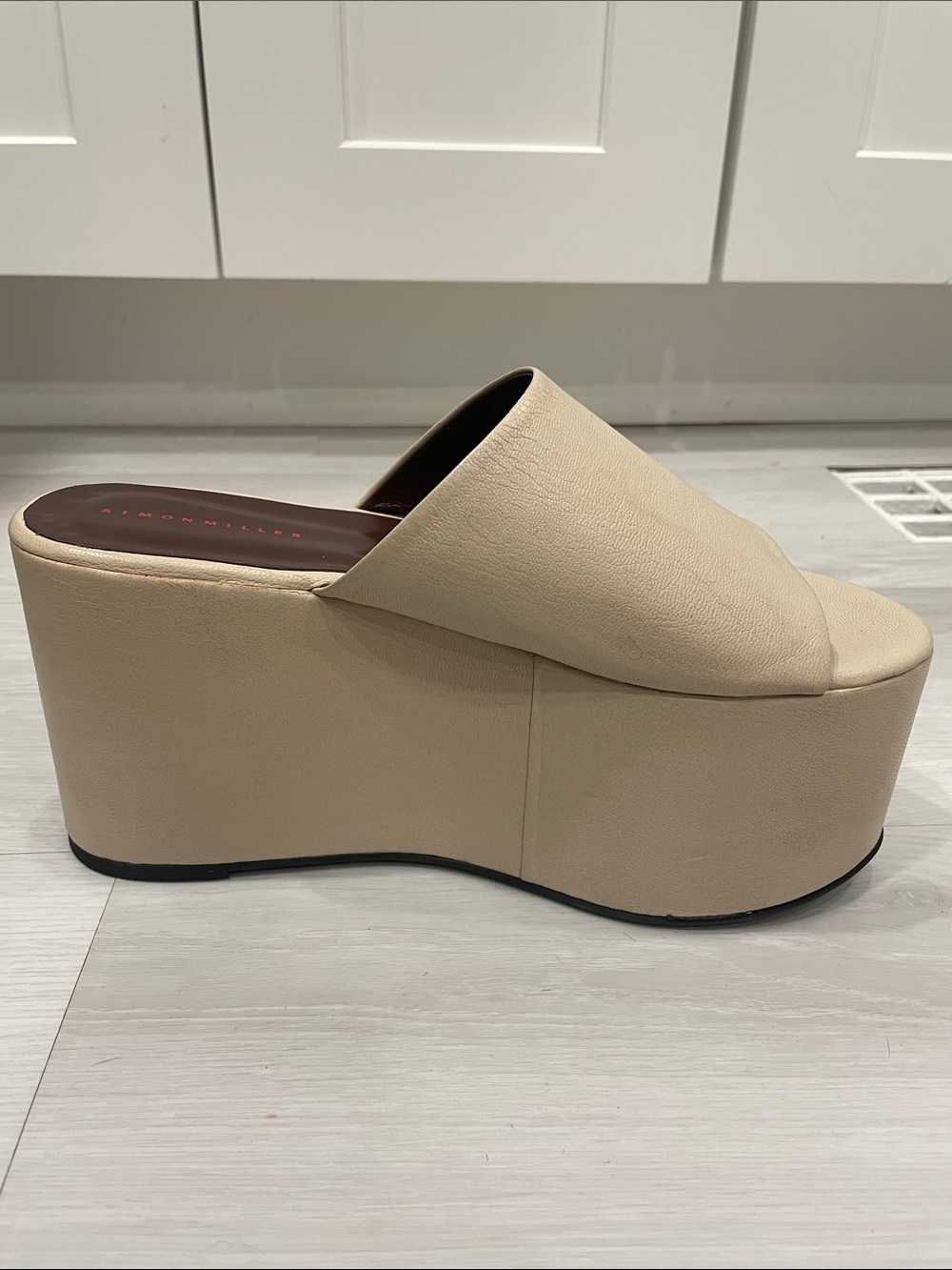 Simon Miller ‘Blackout’ Platform in Light Beige Vegan Leather Sandals Size 40 - Picture 8 of 14